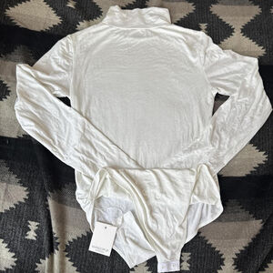 White long sleeve bodysuit with high neck #bodysuit #lingerie